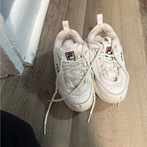 Fila Kids White and Red Sneakers